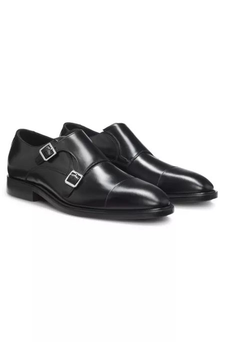 Double-strap monk shoes in leather
