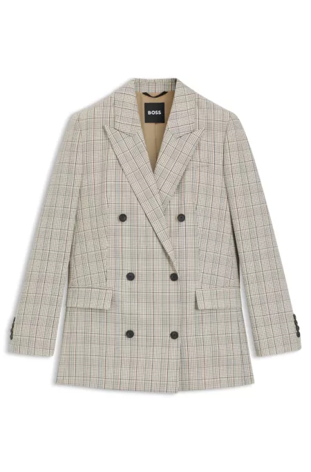 Checked regular-fit blazer in stretch wool