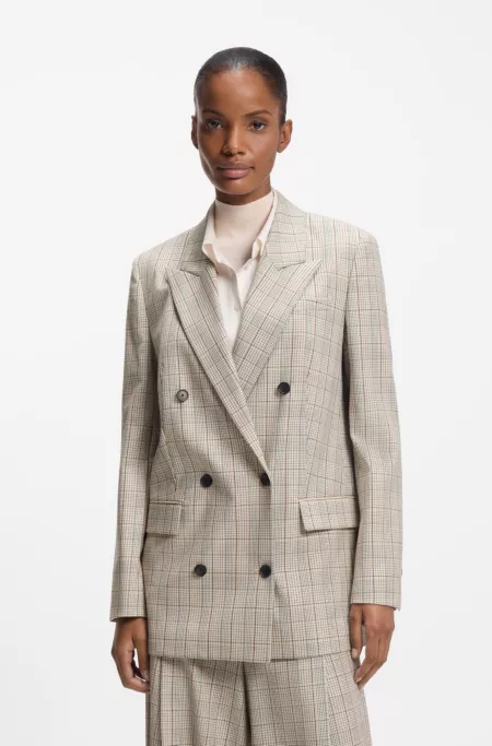 Checked regular-fit blazer in stretch wool
