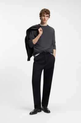 Mocasines de piel con leng&uuml;eta con textura, Negro