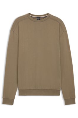 Shoulder-logo sweatshirt in cotton terry, Light Brown