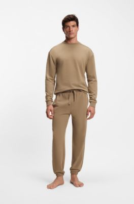 Shoulder-logo sweatshirt in cotton terry, Light Brown