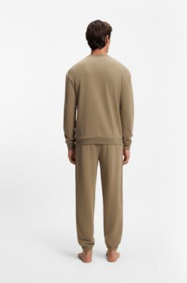 Shoulder-logo sweatshirt in cotton terry, Light Brown