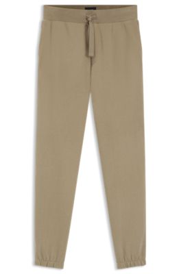 Embroidered-logo tracksuit bottoms in cotton terry, Light Brown