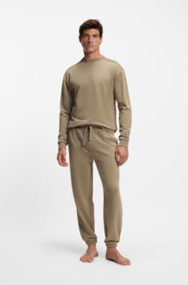 Embroidered-logo tracksuit bottoms in cotton terry, Light Brown