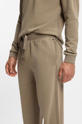 Embroidered-logo tracksuit bottoms in cotton terry, Light Brown