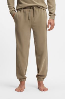 Embroidered-logo tracksuit bottoms in cotton terry, Light Brown