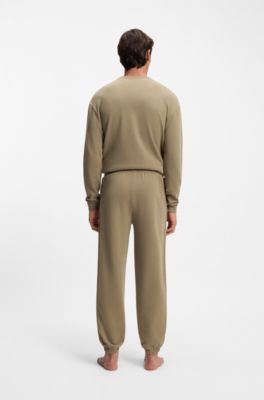 Embroidered-logo tracksuit bottoms in cotton terry, Light Brown