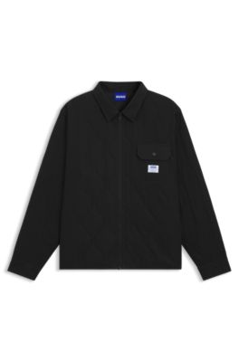 Camisa relaxed fit con relleno, Negro
