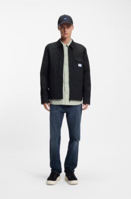 Camisa relaxed fit con relleno, Negro