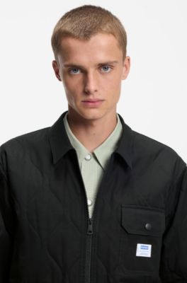 Camisa relaxed fit con relleno, Negro