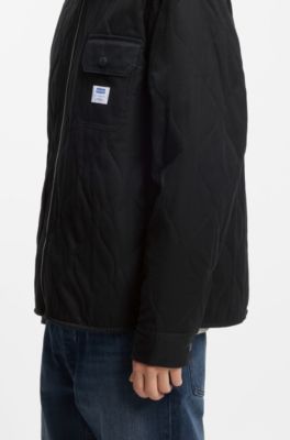 Camisa relaxed fit con relleno, Negro