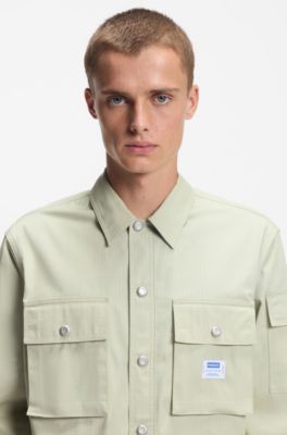 Relaxed-fit shirt in cotton ripstop, Light Green