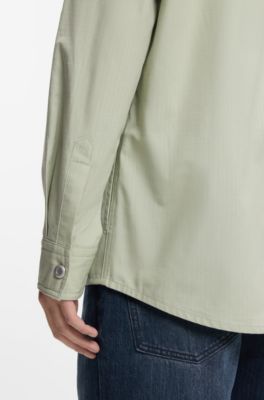 Relaxed-fit shirt in cotton ripstop, Light Green