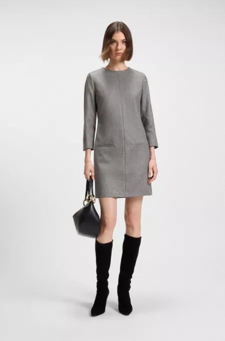 Flannel dress with welt pockets