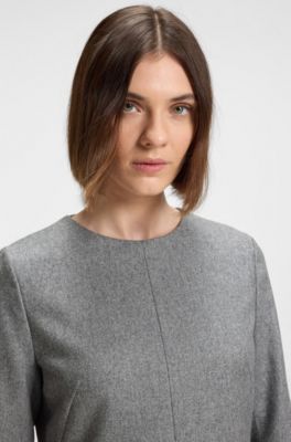 Flannel dress with welt pockets, Light Grey