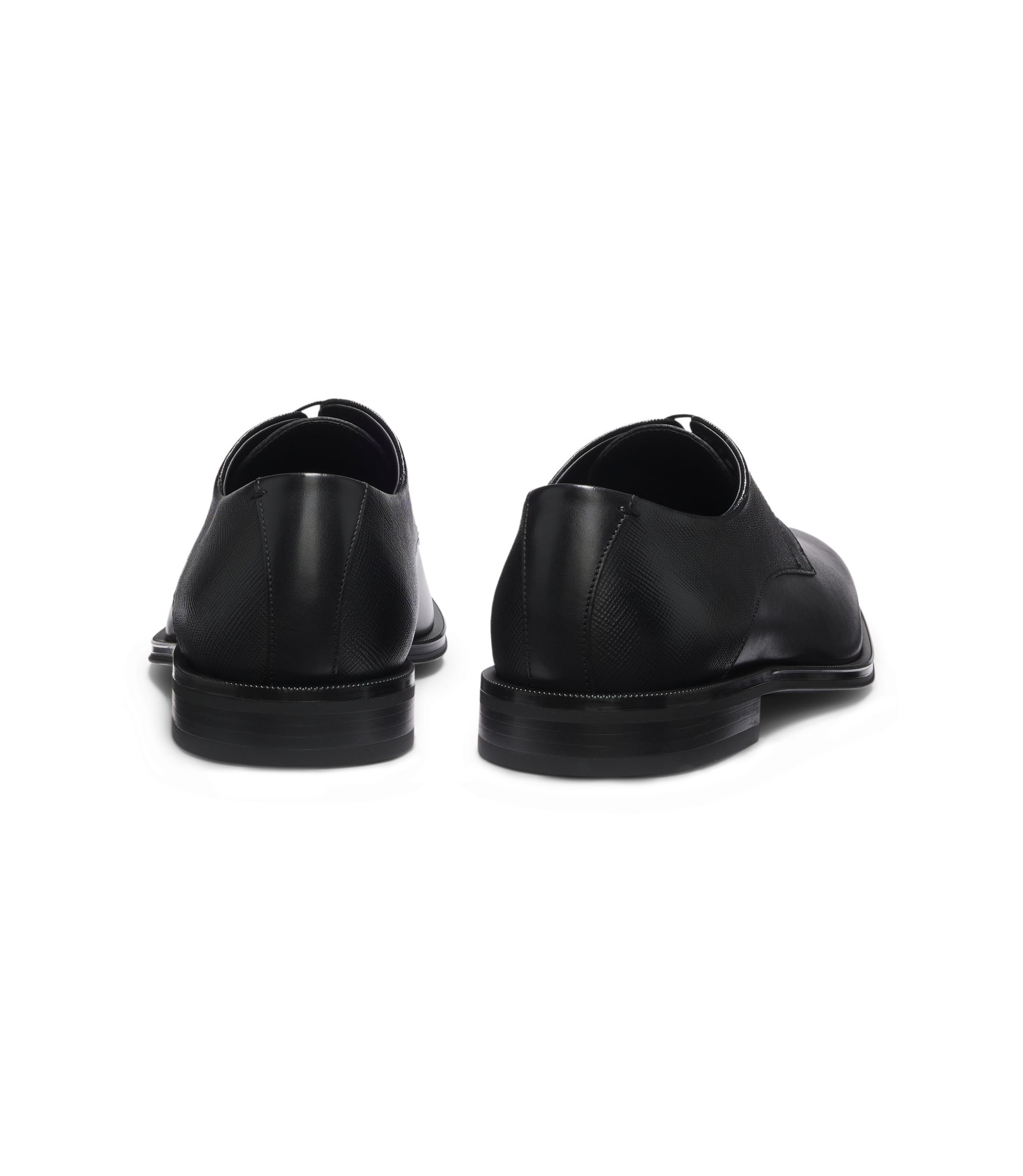 Hugo Boss Black Textured Leather Derby Shoes Chaussures habillées exclusives pour hommes par HUGO BOSS main image 3