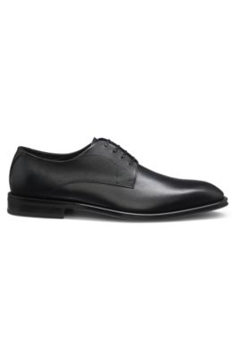 Derby shoes in textured and smooth leather, Black