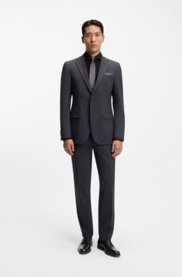 Derby shoes in textured and smooth leather, Black