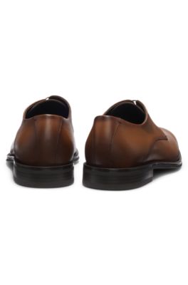 Derby shoes in textured and smooth leather, Brown