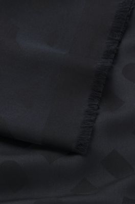 Modal-wool scarf with monograms, Black