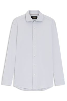 Slim-fit shirt in a wrinkle-resistant cotton blend, Silver