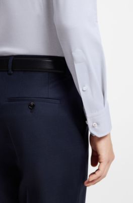 Slim-fit shirt in a wrinkle-resistant cotton blend, Silver
