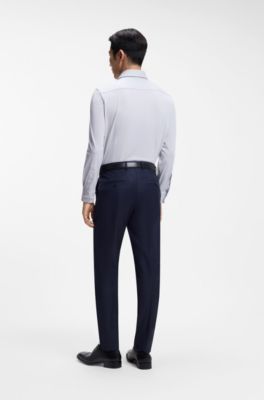 Slim-fit shirt in a wrinkle-resistant cotton blend, Silver