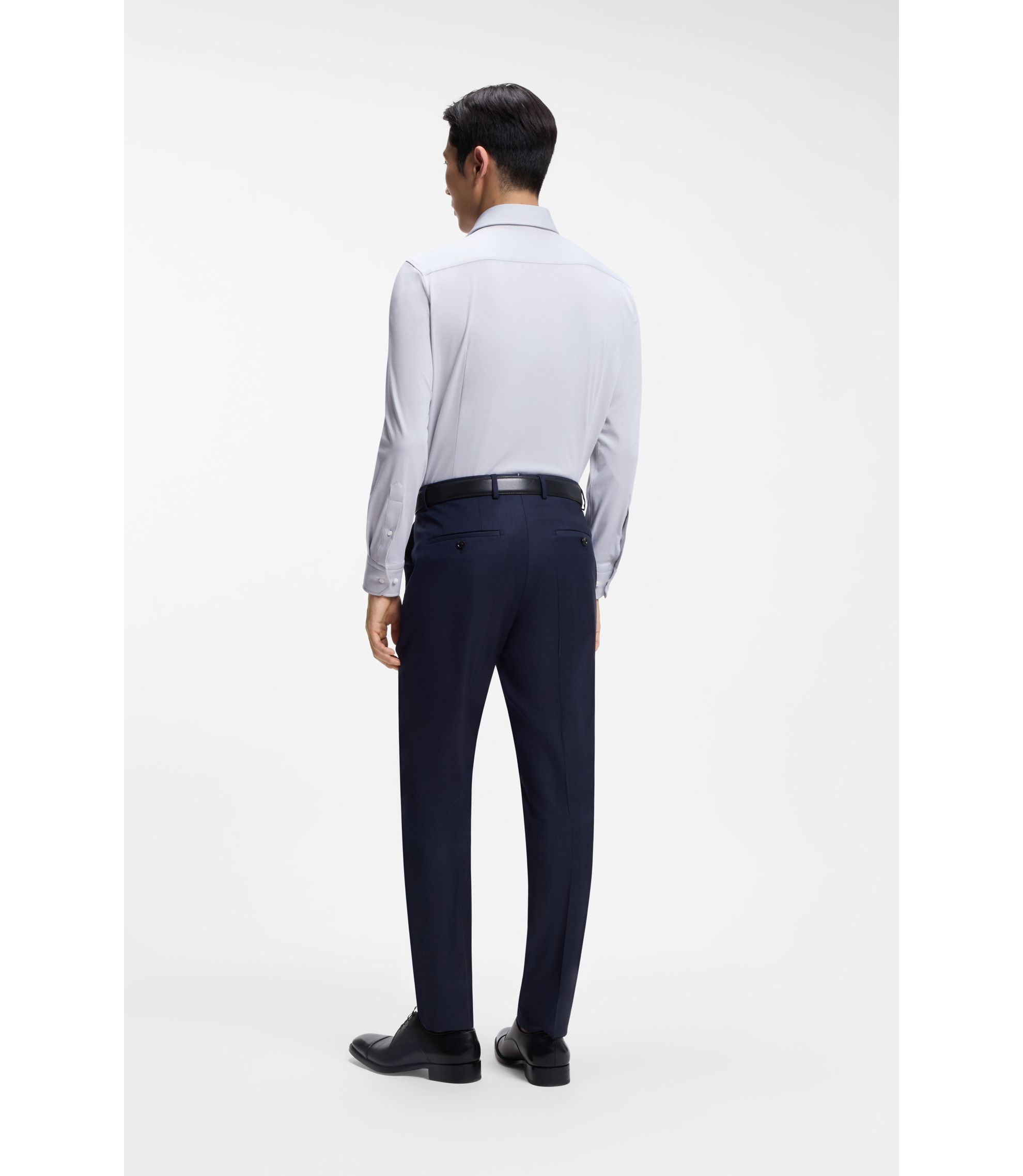 hugoboss シャツ BOSS - Slim-fit shirt in a wrinkle-resistant cotton blend - Silver