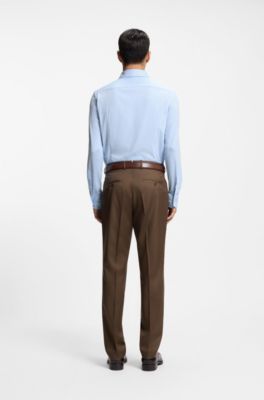 Slim-fit shirt in a wrinkle-resistant cotton blend, Light Blue