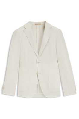 Slim-fit jacket in wool, silk and linen, White