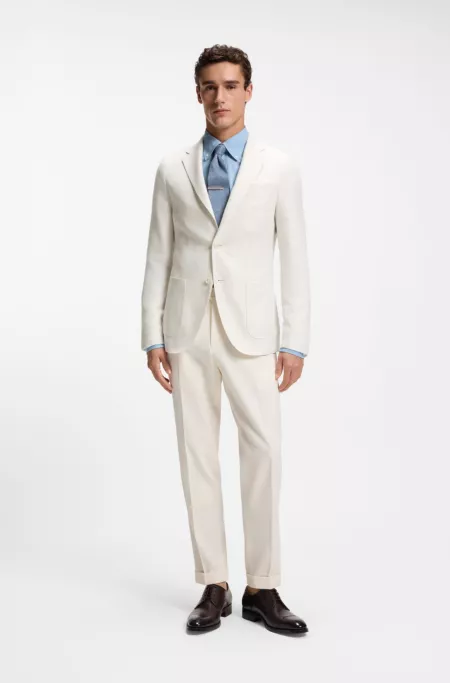 Slim-fit jacket in wool, silk and linen