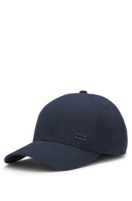 Gorra de sarga de algod&oacute;n con rayas de la marca, Azul oscuro