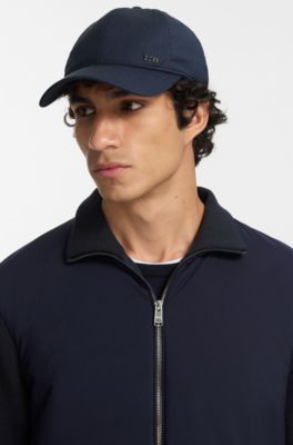 Casquette en twill de coton &agrave; rayures embl&eacute;matiques, Bleu fonc&eacute;