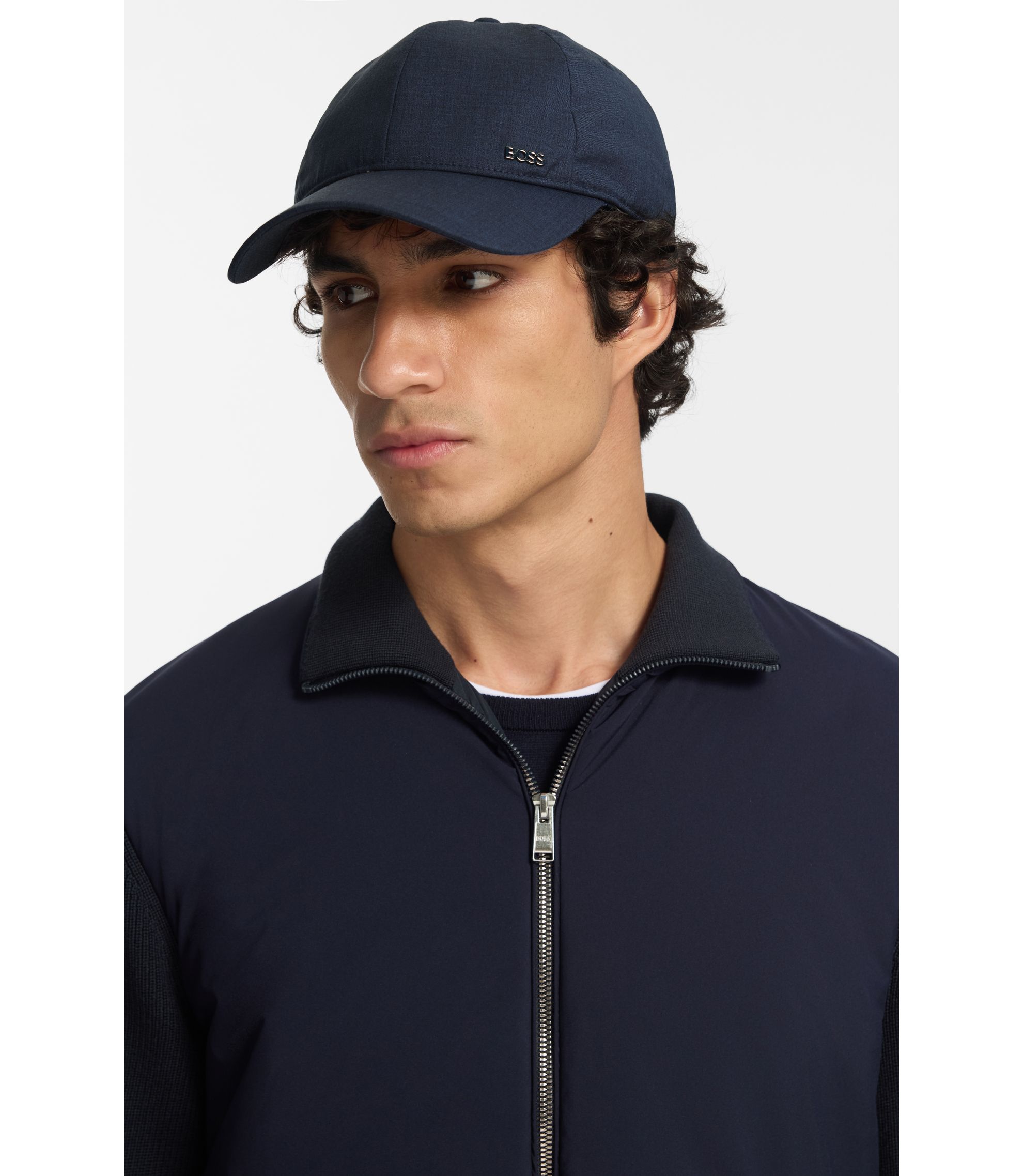 ドレミ　　　　　　　　　　　　　　　HUGO BOSS BOSS - Cotton-twill cap with signature stripes - Dark Blue