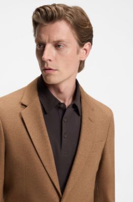 Blazer BECKHAM&nbsp;x&nbsp;BOSS slim fit en lana con cashmere, Marr&oacute;n claro