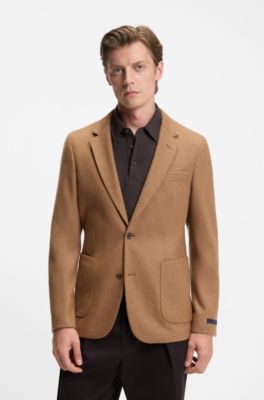 Blazer BECKHAM&nbsp;x&nbsp;BOSS slim fit en lana con cashmere, Marr&oacute;n claro