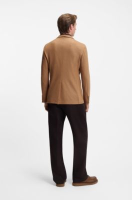 Blazer BECKHAM&nbsp;x&nbsp;BOSS slim fit en lana con cashmere, Marr&oacute;n claro