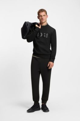 Sudadera de algod&oacute;n el&aacute;stico con logo a tono, Negro