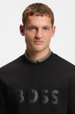 Sudadera de algod&oacute;n el&aacute;stico con logo a tono, Negro