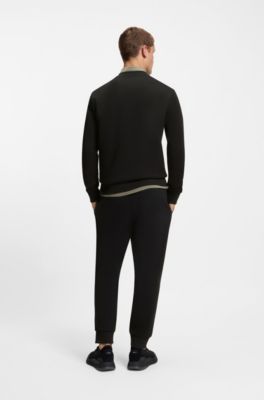 Sweat en coton stretch &agrave; logo ton sur ton, Noir