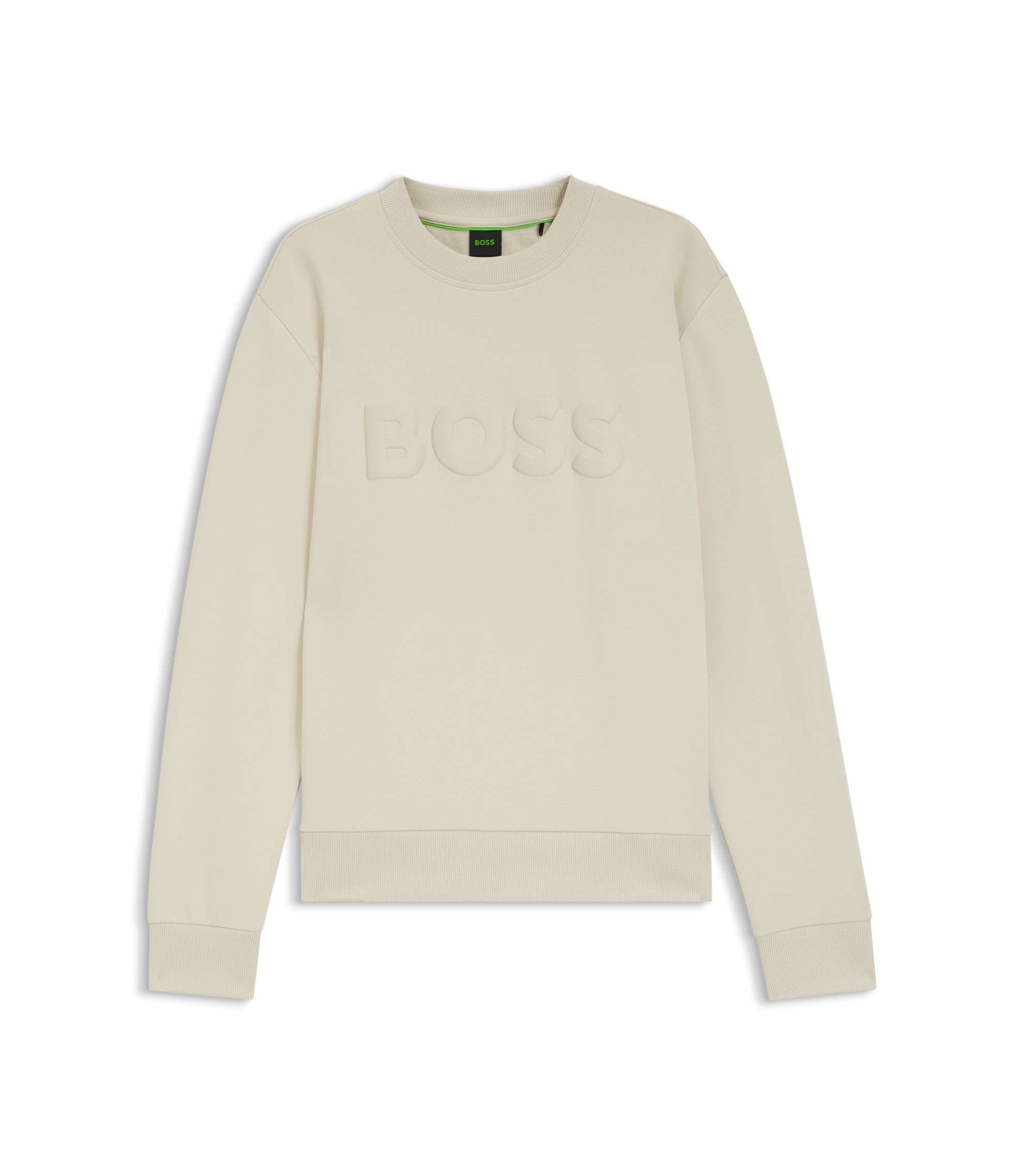 BOSS Tonal-logo sweatshirt in stretch cotton Light Beige