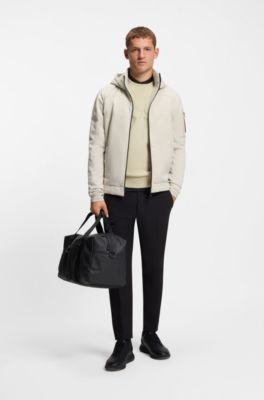 Tonal-logo sweatshirt in stretch cotton, Light Beige