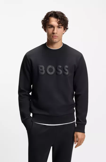 Tonal-logo sweatshirt in stretch cotton