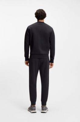 Tonal-logo sweatshirt in stretch cotton, Dark Blue