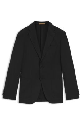 Slim-fit jacket in virgin wool and silk, Black
