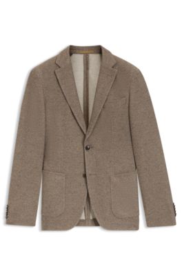Slim-fit jacket in micro-patterned cotton, Light Green
