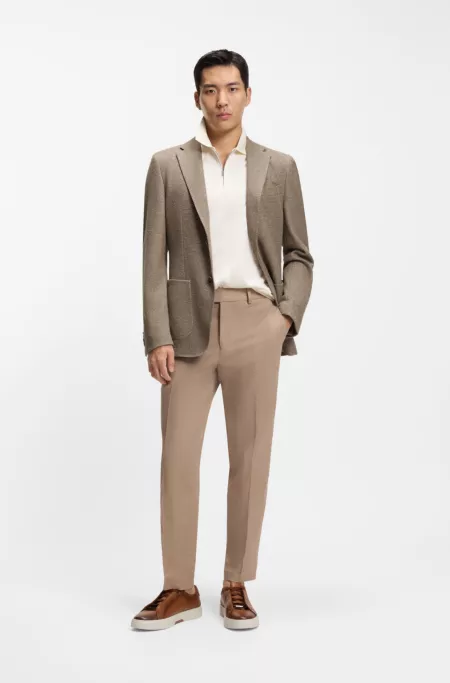 Slim-fit jacket in micro-patterned cotton