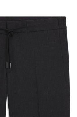 Slim-fit trousers in virgin wool and silk, Black
