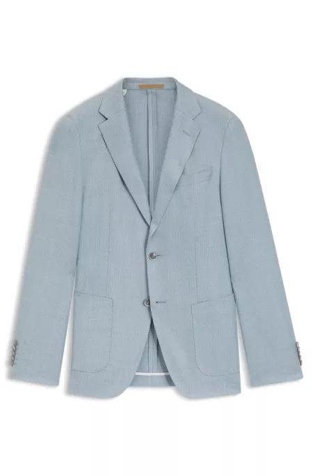 Slim-fit jacket in wool, silk and linen